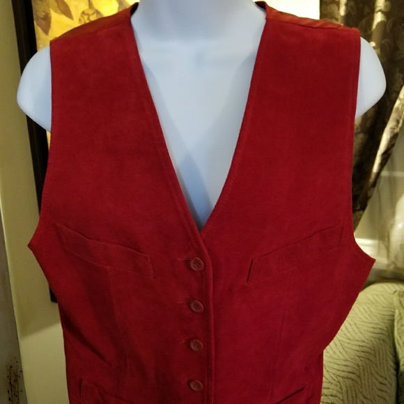 Pia Rucci Vintage Red Suede Leather Vest - Picture 1 of 5
